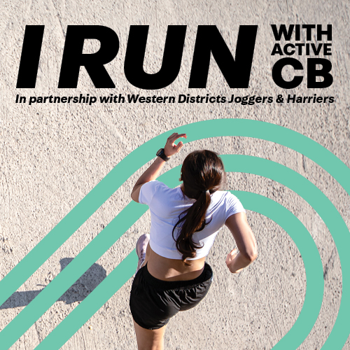 I RUN, with Active CB Festival Logo